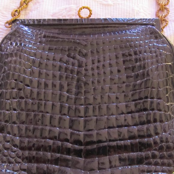 Vintage Roger Vivier black patent shoulder bag with chain strap - Picture 2 of 5